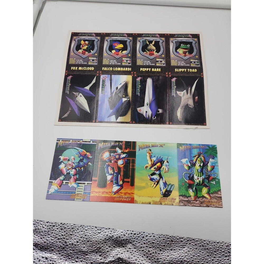 8 Star Fox 64 N64 Nintendo Power Trading Cards New Full Uncut Set 4 Mega Man X